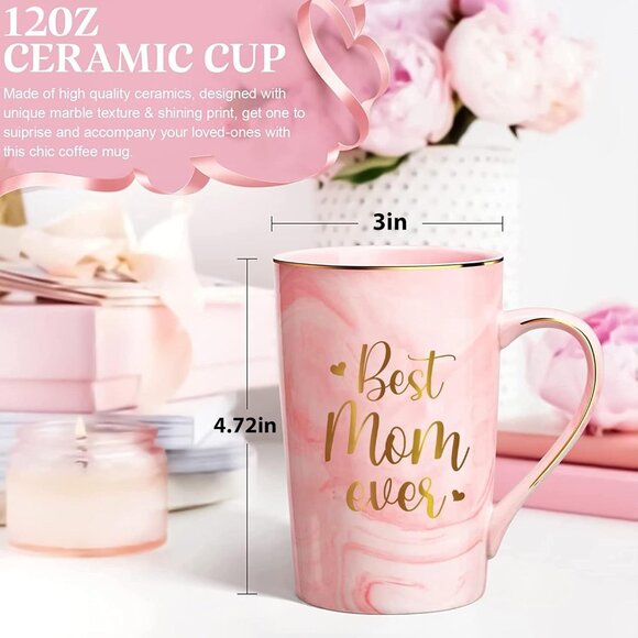 Pink 'Best Mom Ever' Mug - 12oz for Mom on Christmas, Mother's Day, Birthday - Picture 10 of 12